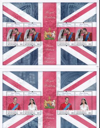 US 933-34 Trust Territories Micronesia NH VF Royal Wedding Sheets