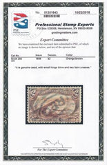 US 293 Early Commemoratives Used XF Beautiful Centering, PSE Cert Mention, Thin Spot + Faint Creases