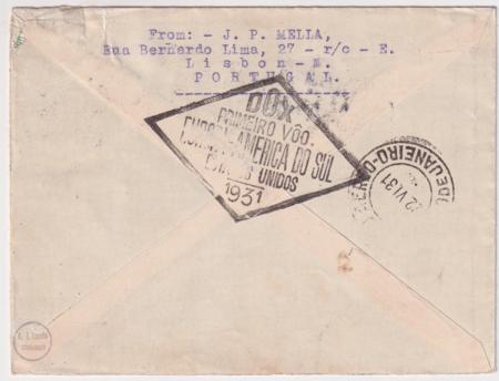 Portugal 1931 Do-X Flight Cover to New York .