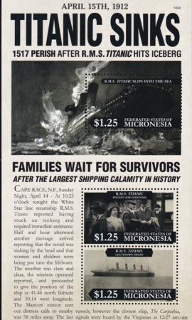 US 969 Trust Territories Micronesia NH VF Titanic Sheet Of 3