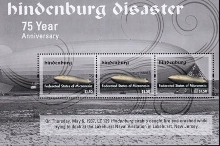 US 971 Trust Territories Micronesia NH VF Hidenburg Disaster Sheet Of 3