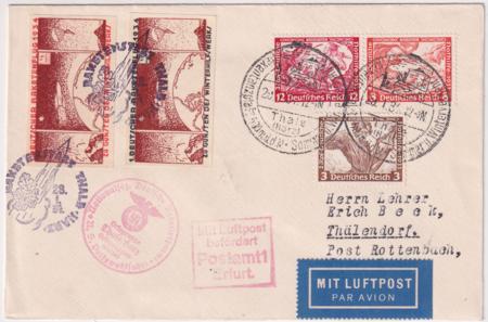 Germany 1934 Rocket Post cover with Two 1/2 m Rocket Mail Vignettes