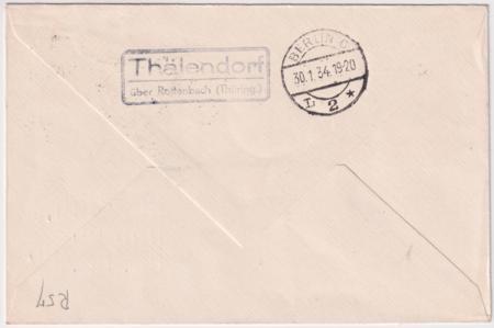 Germany 1934 Rocket Post cover with Two 1/2 m Rocket Mail Vignettes