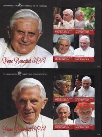 US 987-88 Trust Territories Micronesia NH VF Pope Benedict Sheets