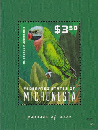 US 1049 Trust Territories Micronesia NH VF Parrots S/S