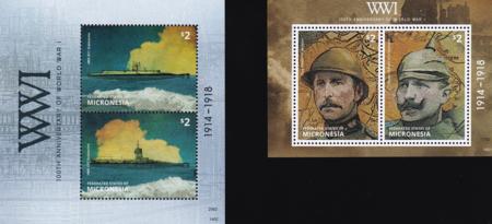 US 1052-53 Trust Territories Micronesia NH VF WWI Anniversary S/S
