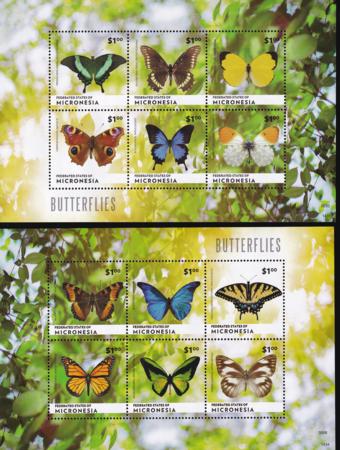 US 1113-1114 Trust Territories Micronesia NH VF Butterflies Sheets