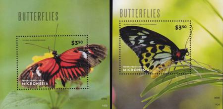 US 1115-1116 Trust Territories Micronesia NH VF Butterflies S/S
