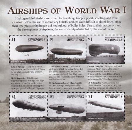 US 1142 Trust Territories Micronesia NH VF WWI Airships Sheet