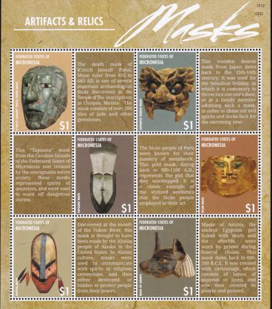 US 1161 Trust Territories Micronesia NH VF Masks Sheet