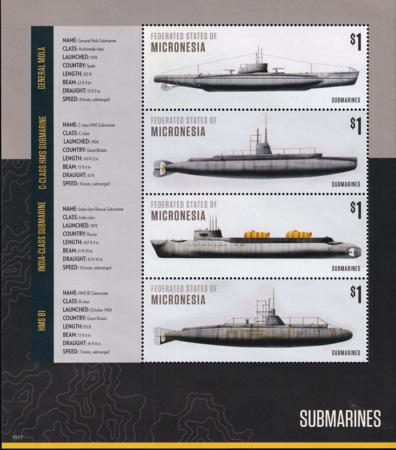 US 1164 Trust Territories Micronesia NH VF Submarines Sheet II