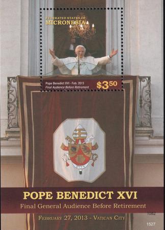 US 1180 Trust Territories Micronesia NH VF Pope Benedict XVI S/S