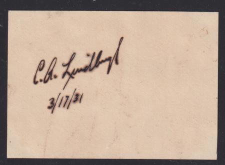 US  1931 Cut Autograph of Charles Lindbergh, dated 1931