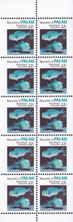 US 76a Trust Territories Palau NH VF 1985 Definitive Set 22¢ Bklt. Pane