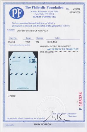 US UC35a Postal Stationary var  - missing blue.