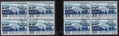 Switzerland 2O58 + 3O50 var. Swiss OfficIals Used VF Each Block Of 4, LR Stamp "Broken Column" Plate Variety
