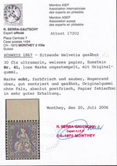 Switzerland 56(SBK 41) Mint NH XF Lovely NH Top Margin Example Must Be One Of The Finest Known! Berra Cert.