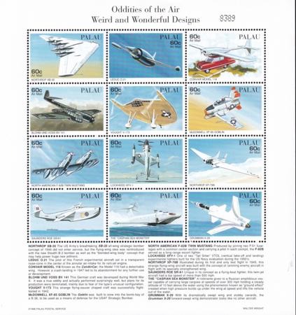 US 404 Trust Territories Palau NH VF "Oddities In The Air" M/S