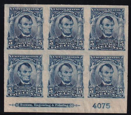 US 315 Bureau & Regular Issues Mint LH/NH XF Plate # Block Of 6 - Large Margins