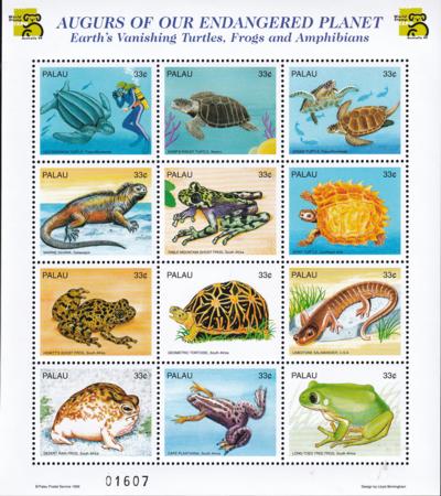 US 495 Trust Territories Palau NH VF Turtles, Frogs & Amp M/S