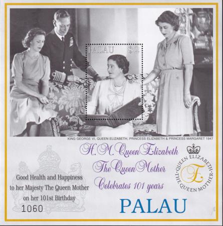 US 637 Trust Territories Palau NH VF Queen Mother 101st S/S