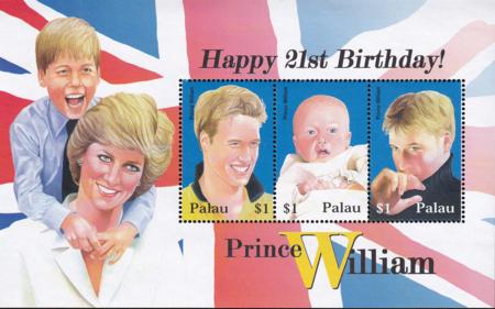 US 727 Trust Territories Palau NH VF Prince William Birthday M/S