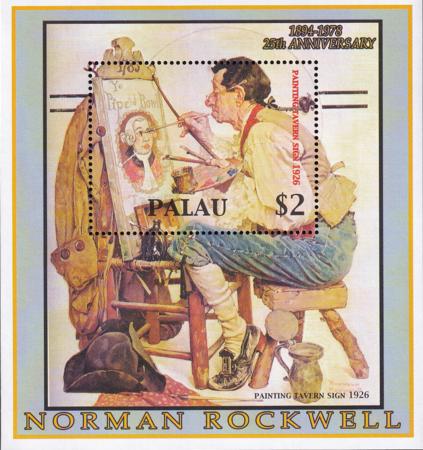 US 749 Trust Territories Palau NH VF Norman Rockwell S/S