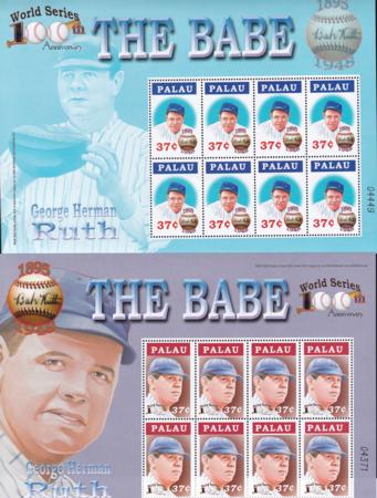 US 781-82 Trust Territories Palau NH VF Babe Ruth M/S Of 8