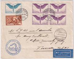 Switzerland 1929 First America Flight Cover