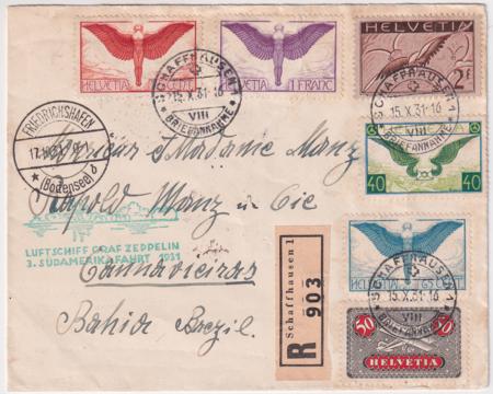 Switzerland 1931 3rd South American Flight Cover