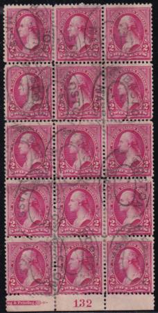 US 266 Bureau & Regular Issue Used AVE-F Block Of 15 With Plate# + Imprint