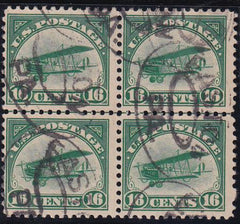 US C2 Airmail Used F+ Used Block, Interesting Blind Perf At Right