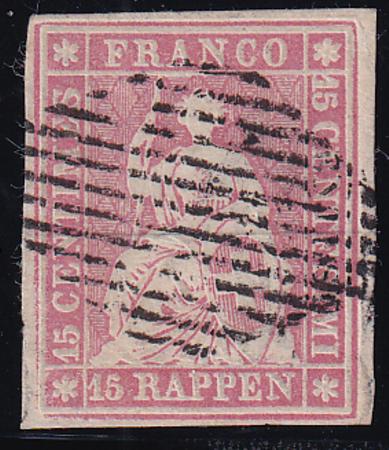 Switzerland 22 SBK 24B Used XF-SUP 4 Fl, Large Margins Around Swiss Cert. Beautiful!
