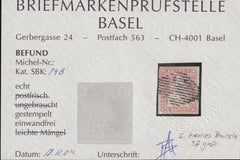 Switzerland 22 SBK 24B Used XF-SUP 4 Fl, Large Margins Around Swiss Cert. Beautiful!