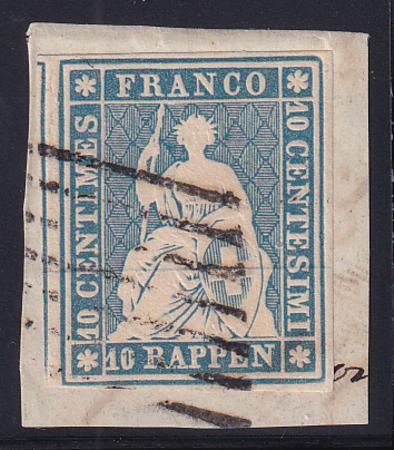 Switzerland 16 SBK 23A Used XF-SUP 4 Fl, Large Margins Around, On Piece, Extremely Fresh With Glowing Swiss Cert By Berra