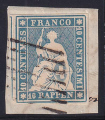 Switzerland 16 SBK 23A Used XF-SUP 4 Fl, Large Margins Around, On Piece, Extremely Fresh With Glowing Swiss Cert By Berra