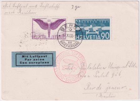 Switzerland 1935 2nd Shuttle Flight Card