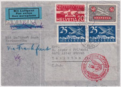Switzerland 1936 5th North America Hindenburg Flight Cover to USA