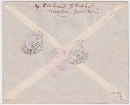 Switzerland 1936 10th North America Hindenburg Flight Cover