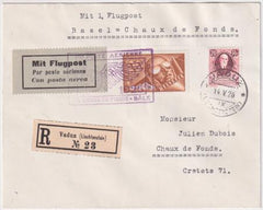 Liechtenstein / Switzerland 1926 La Chaux de Fonds - Basel Flight Cover