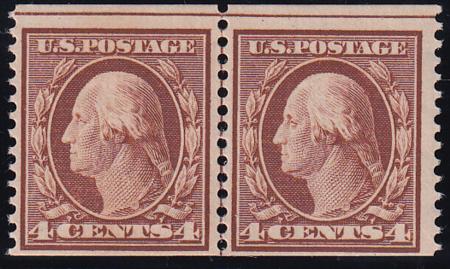 US 354 Washington / Franklin Mint LH F-VF Line Pair Very LH, Looks NH - Wide Large Margins