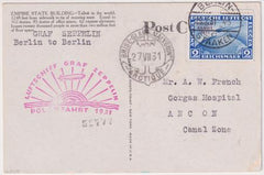 Germany 1931 Polar Flight Card to Canal Zone with C41