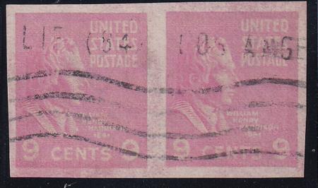 US 814 Used VF Counterfeit Pair "Anore Frodel" Fargeuy Stamped On Reverse