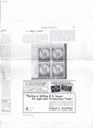 US 1041var Mint NH XF 99% Red Plate # Missing BIA Article About Discovery Accompanies