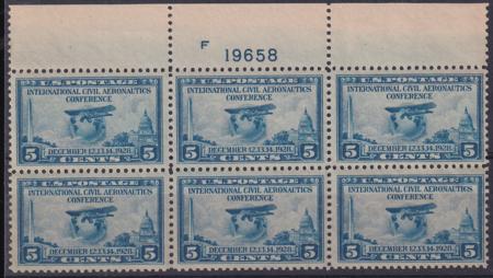 US 650 NH VF Plate # Block Of 6