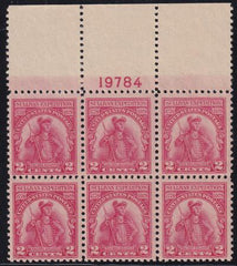 US 657 NH F-VF Top Plate Block Perf Dimple
