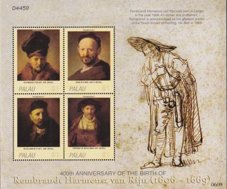 US 858 Trust Territories Palau NH VF Rembrandt M/S