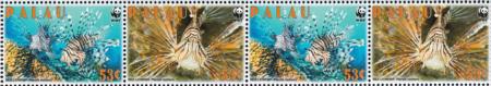 US 992 Trust Territories Palau NH VF Red Lionfish WWF Block Or Strip Of 4