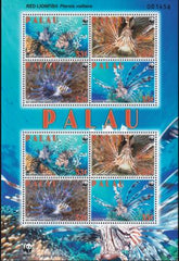 US 992a Trust Territories Palau NH VF Red Lionfish WWF Sheet Of 8