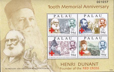 US 1012 Trust Territories Palau NH VF Henri Dunant Sheet